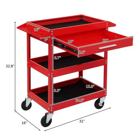 16" x 9" x 4"  
15" x 21" x 2.8"  
8.7" x 9.5" x 15.8"  
24.2" x 32.8" x 31"