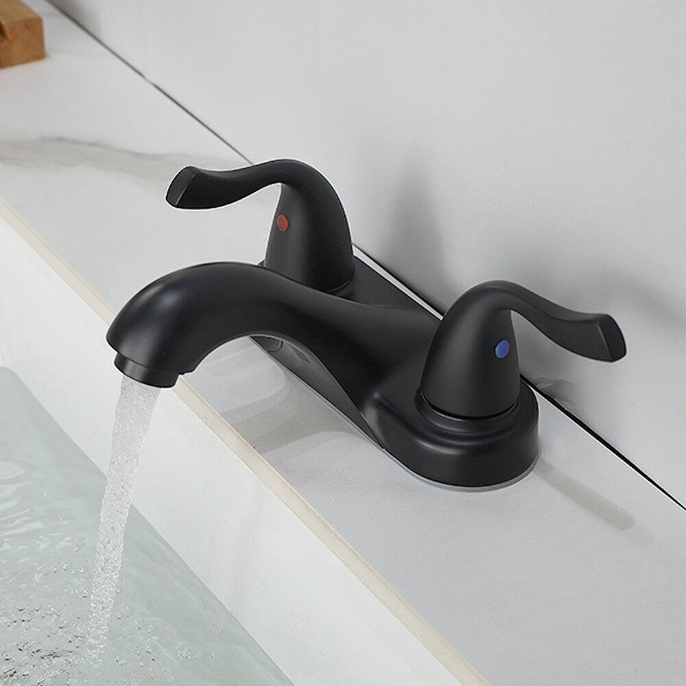 Back. Bothwa Home - Bothwa Home Two-Handle Bathroom Sink Faucet  Lead-Free cUPC Mixer Double Handle Tap Deck Mounted - Matte Black.