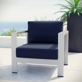 Shore Outdoor Patio Aluminum Armchair by Modway - Silver Navy