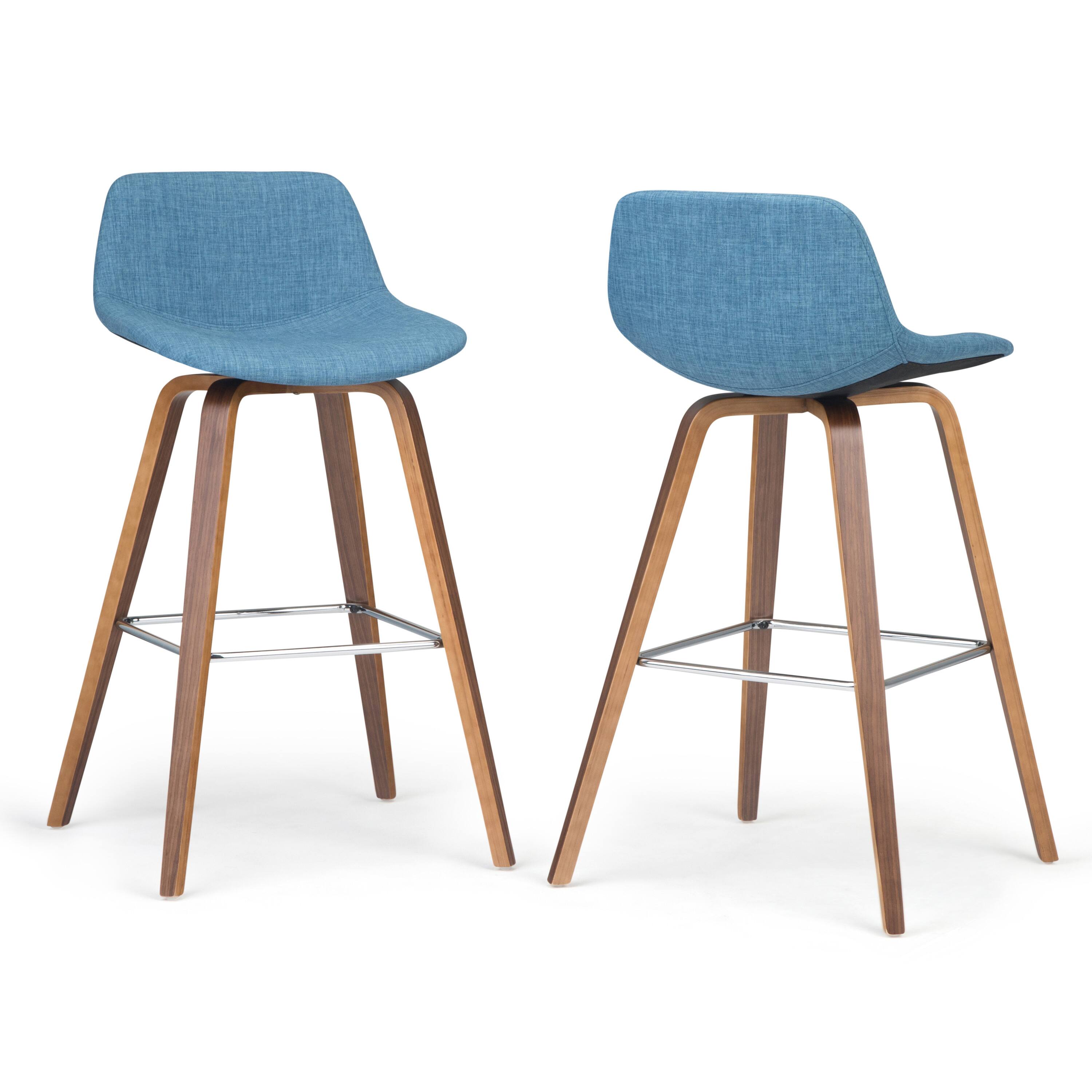 Angle. Simpli Home - Randolph Bentwood Counter Height Stool (Set of 2) - Medium Blue.