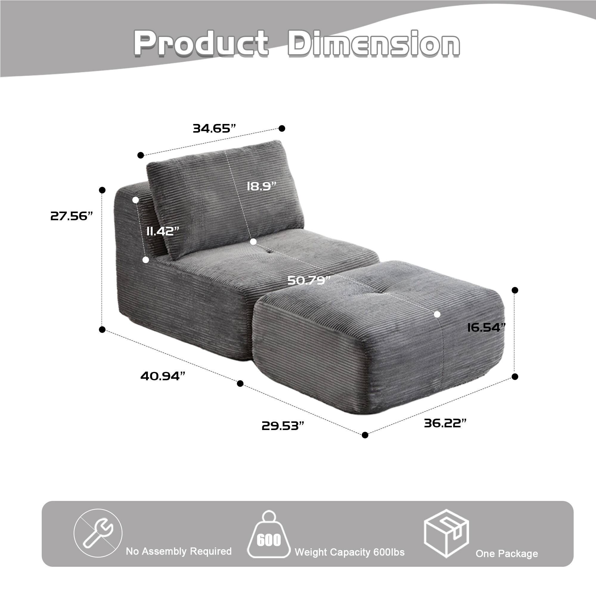 Product Dimension: 34.65" x 18.9" x 27.56" x 11.42" x 50.79" x 16.54" x 40.94" x 29.53" x 36.22"  
No Assembly Required  
600 lbs Weight Capacity  
One Package