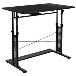 Emma + Oliver - Height Adjustable (27.25-35.75"H) Sit to Stand Home Office Desk - Black