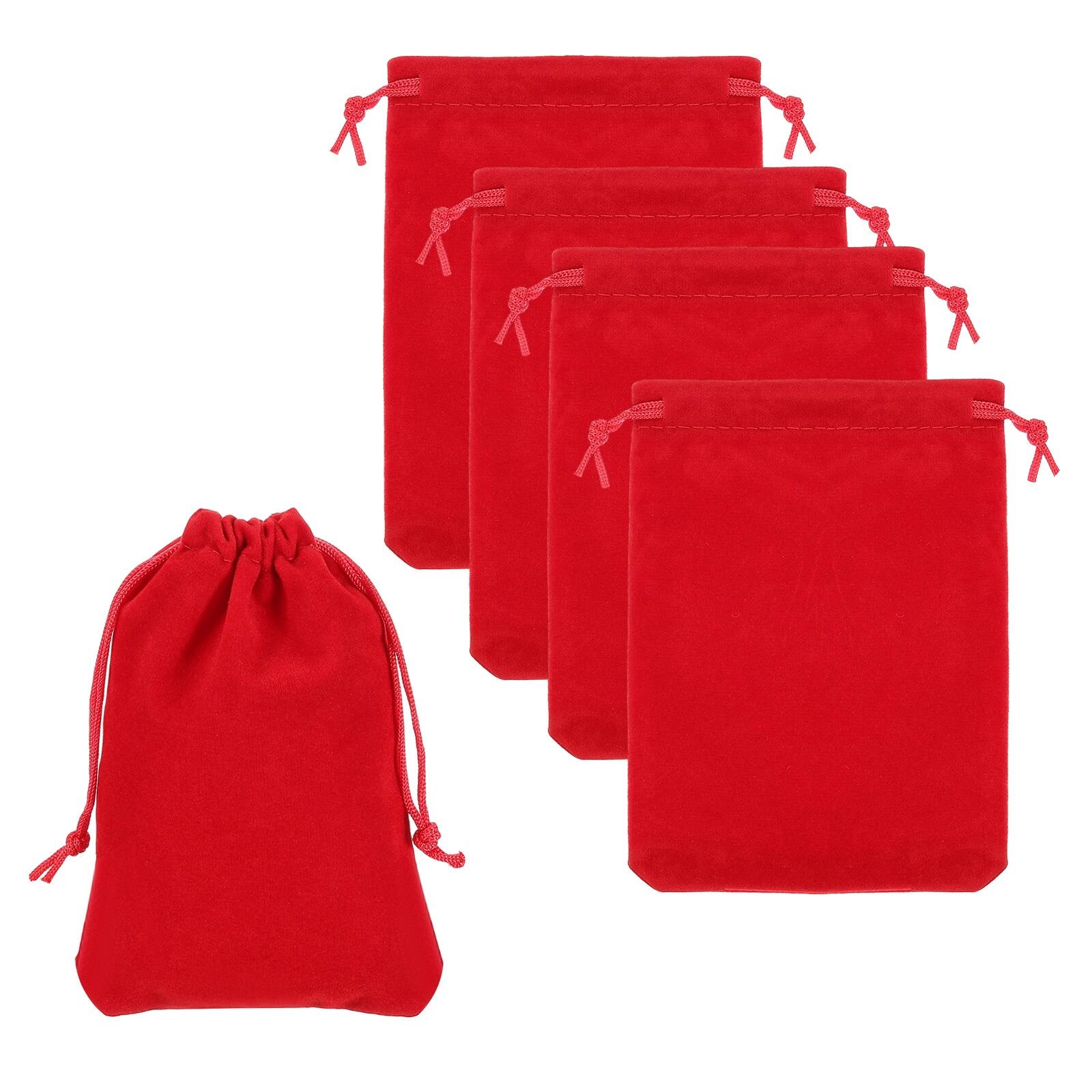 Front. Unique Bargains - Bluetooth Headphone Bag, 5pcs 5.91x3.94 Inch Travel Headset Carrying Storage Pouch Drawstring for Over-Ear Headphones - Red.