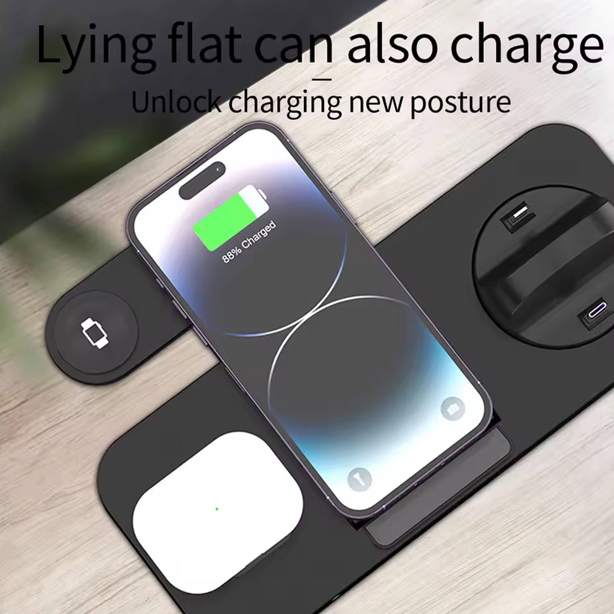 Lying flat can also charge  
Unlock charging new posture  
88% Charged