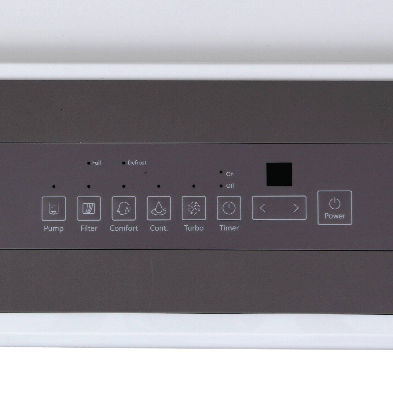 Full  
Defrost  
On  
Off  
Pump  
Filter  
Comfort  
Cont.  
Turbo  
Timer  
Power