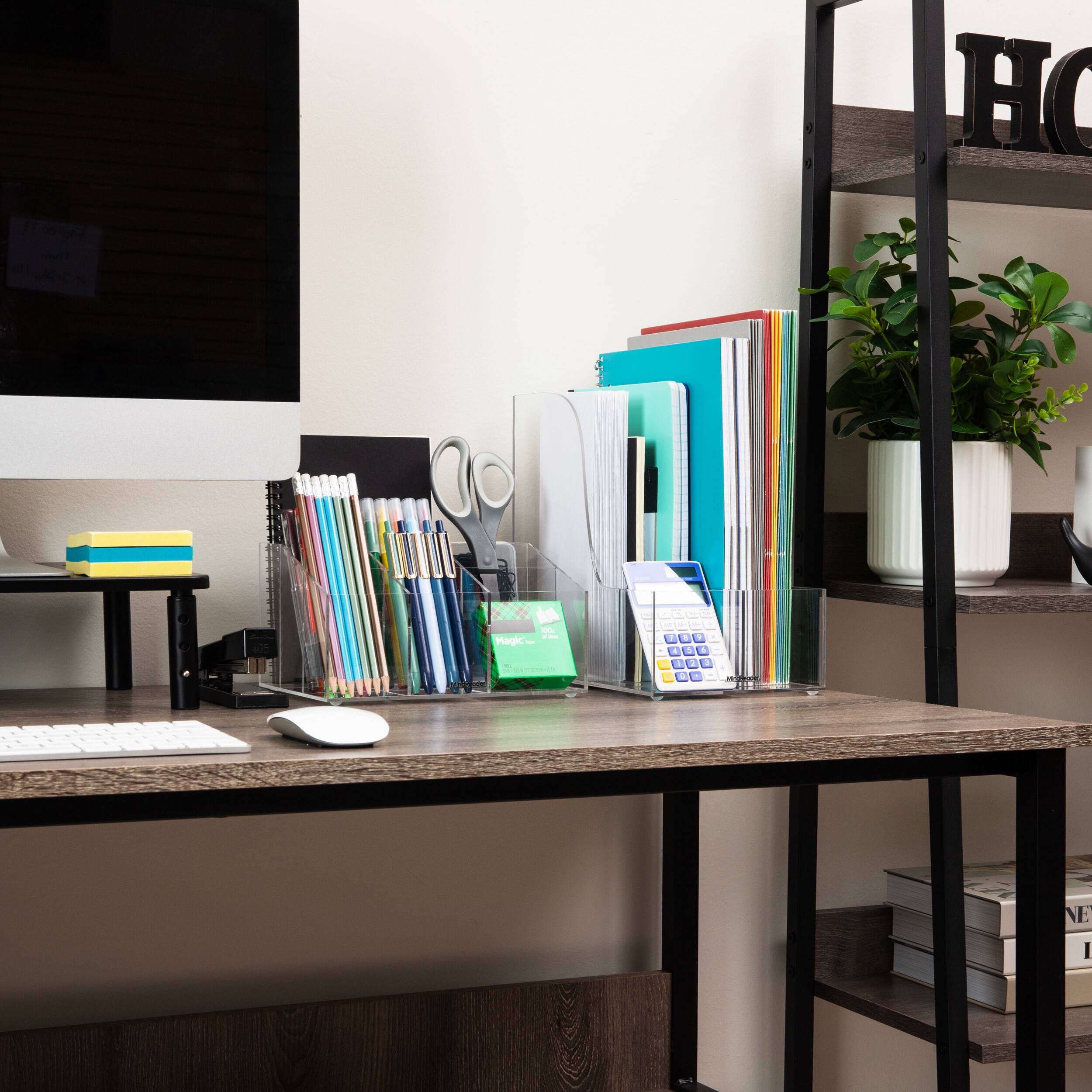 Alt View 1. Mind Reader - Vertical File Storage, Desktop Organizer, Magazine Holder, Office, Acrylic - Clear.