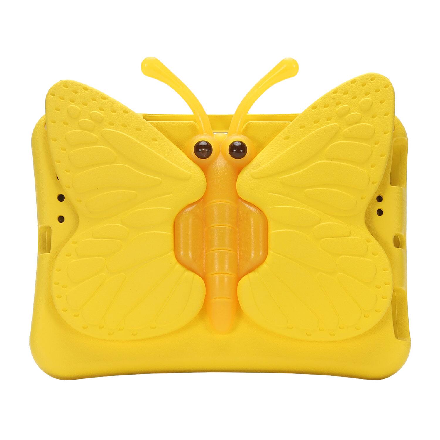 Angle. Dteck - Kids Butterfly Case for Apple iPad mini (A17 Pro) 2024 & iPad mini 6th/5th/4th Gen,3D Cartoon EVA Shockproof Stand Cover - Yellow.