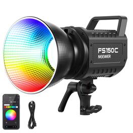 Neewer - 130W RGB LED Studio Light - APP Controlled COB Spotlight with CRI97+ & Bowens Mount for Video - Black