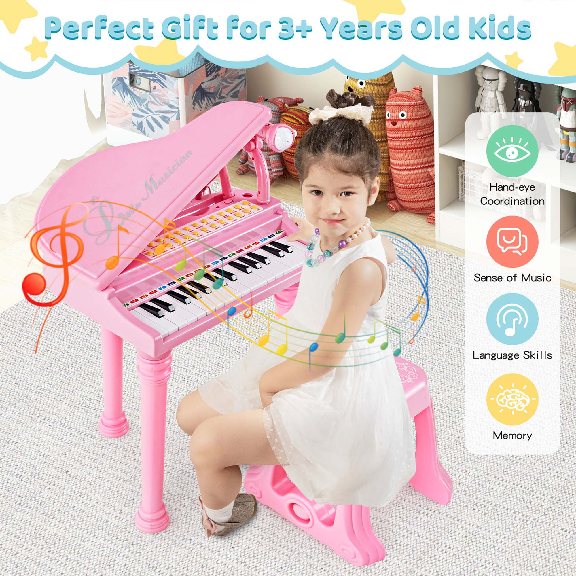 Perfect Gift for 3+ Years Old Kids: Musician & Hand-eye Coordination, Sense of Music, Language Skills, Memory