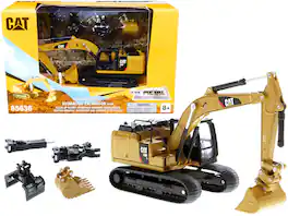 CAT Caterpillar 320F L Hydraulic Tracked Excavator with 5 Work Tools "Play & Collect!" 1/64 Model by Diecast Masters
