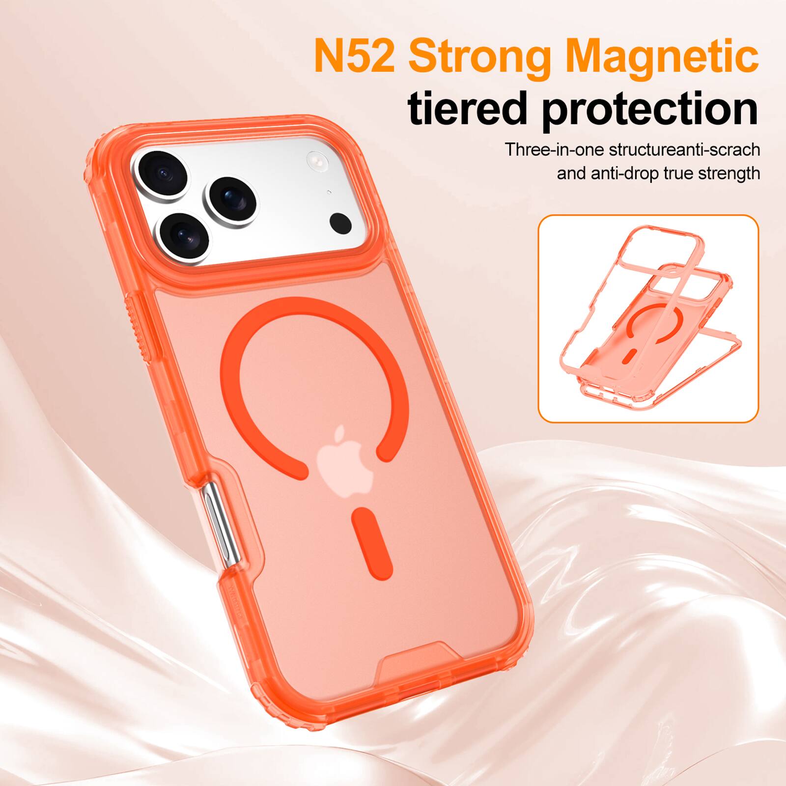 N52 Strong Magnetic tiered protection  
Three-in-one structure anti-scratch and anti-drop true strength