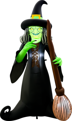 GOOSH Inflatables - GOOSH 6FT Inflatable Witch with Broom – Light-Up Halloween Yard Decoration - Black
