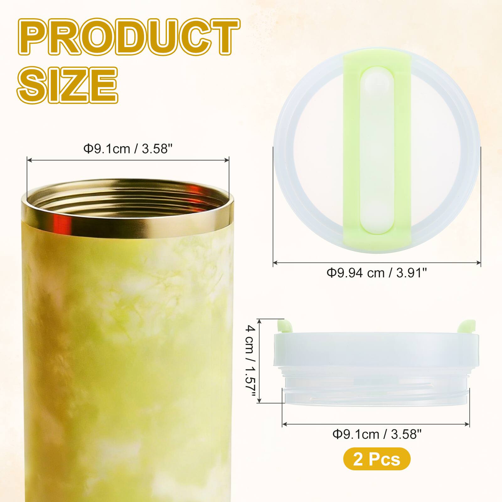 PRODUCT SIZE

9.1cm / 3.58"  
9.94 cm / 3.91"  
4 cm / 1.57"  
2 Pcs