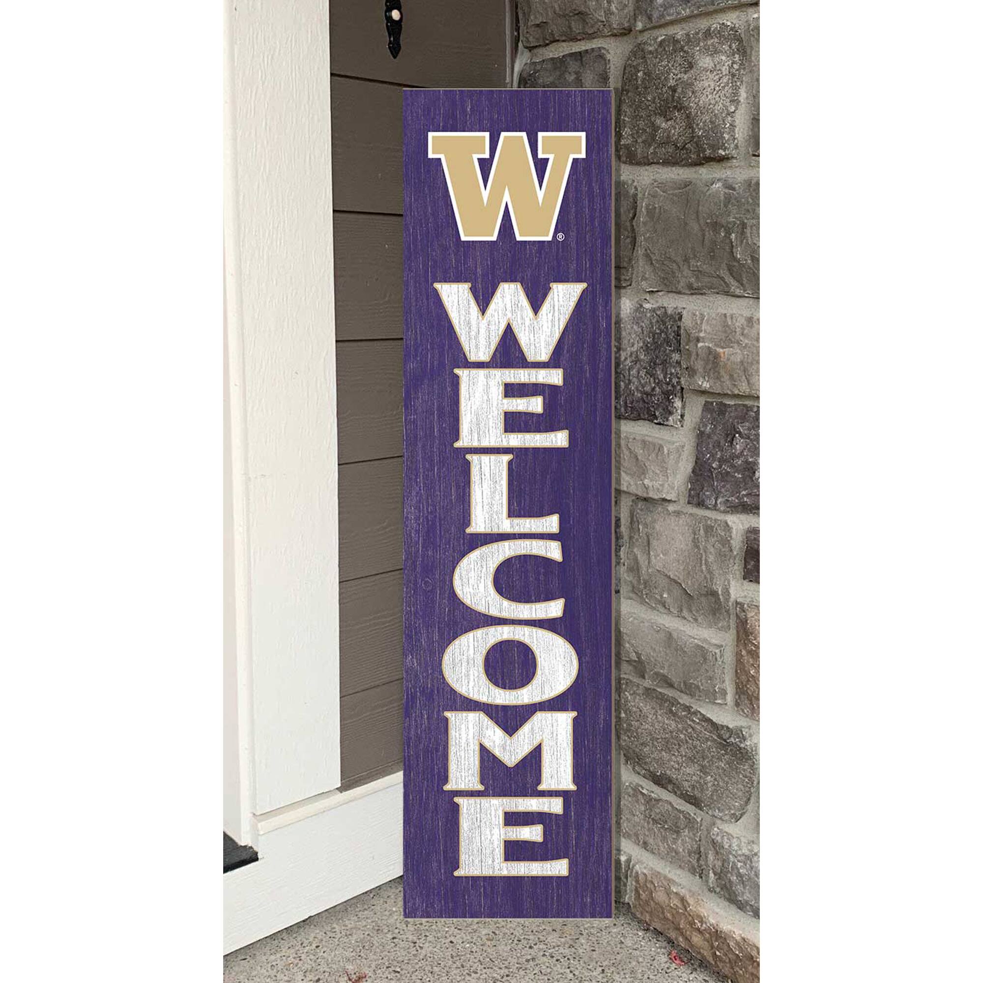 Alt View 1. Jardine - Washington Huskies 12'' x 48'' Welcome Outdoor Leaner - Purple.