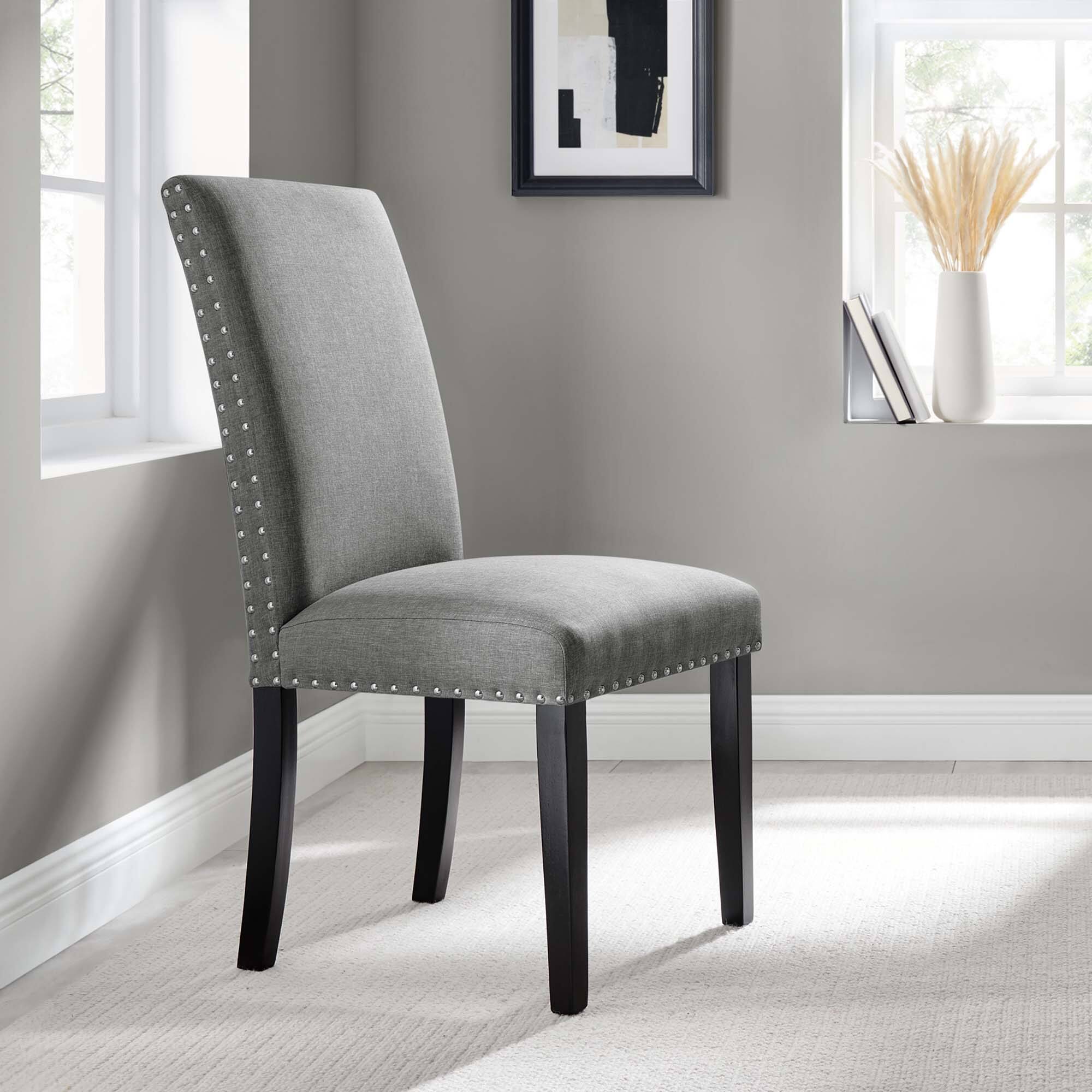 Front. Modway - Parcel Dining Upholstered Fabric Side Chair by Modway - Light Gray.