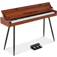 Front. Best Choice Products - Modern 88 Key Fully Weighted Desk Style Digital Piano w/ Metal Legs - Natural.
