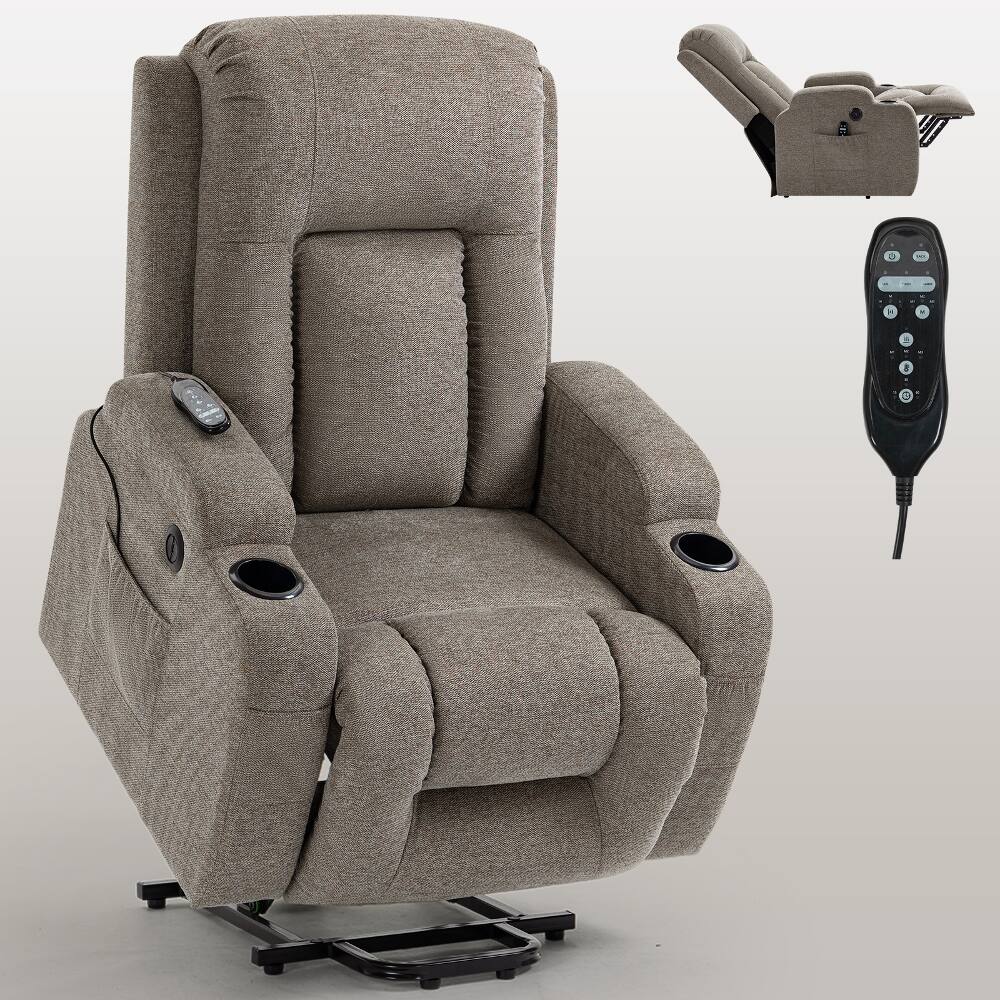 Alt View 9. Ropilly - Ropilly Power Lift Recliner Chair for Elderly Heavy Duty Lift Chair 350 LBS Massage Recliner with Lumbar Heating - Brown.