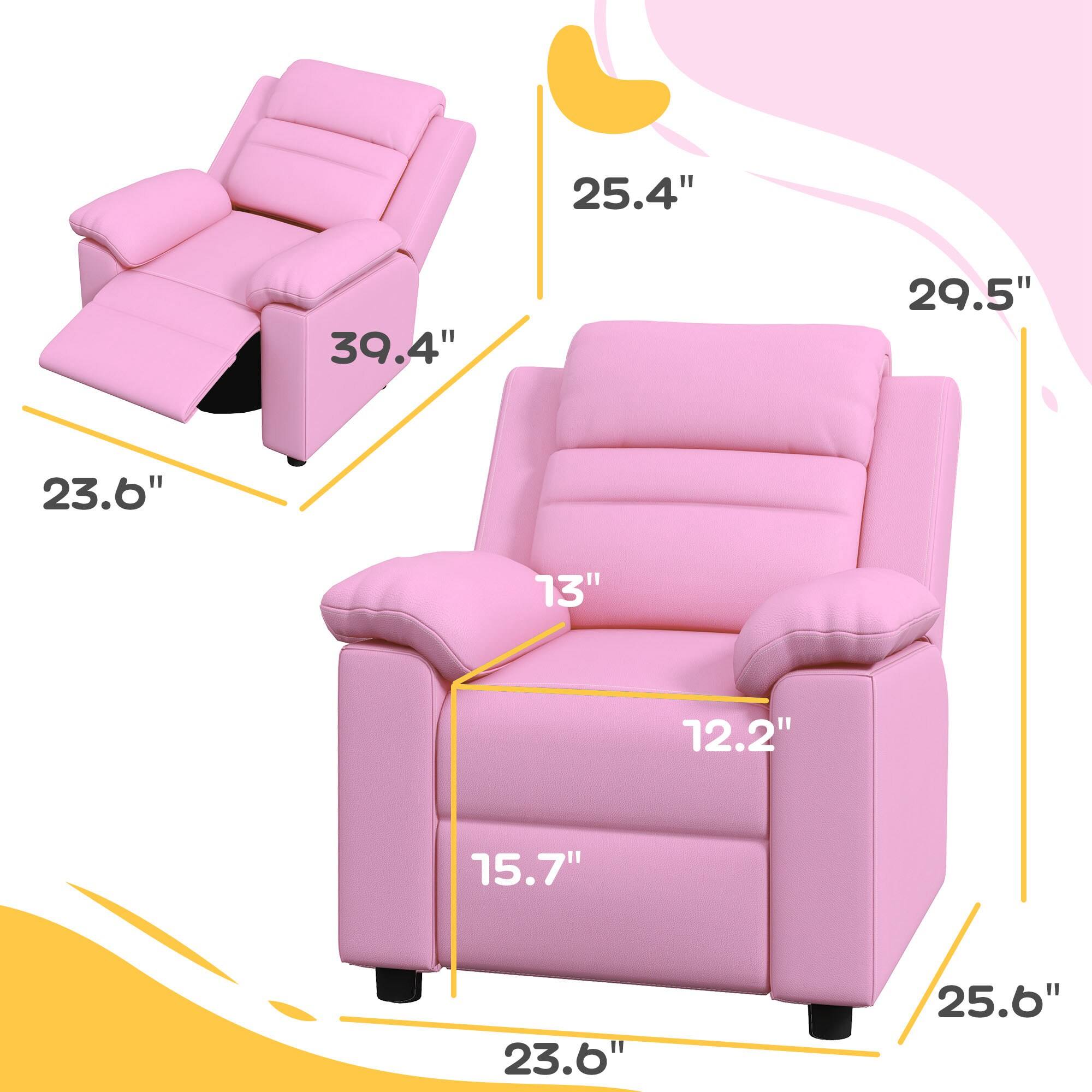 - Width: 39.4"
- Depth: 25.4"
- Height: 29.5"
- Armrest Height: 13"
- Armrest Width: 12.2"
- Seat Height: 15.7"
- Seat Depth: 23.6"
- Overall Height: 25.6"