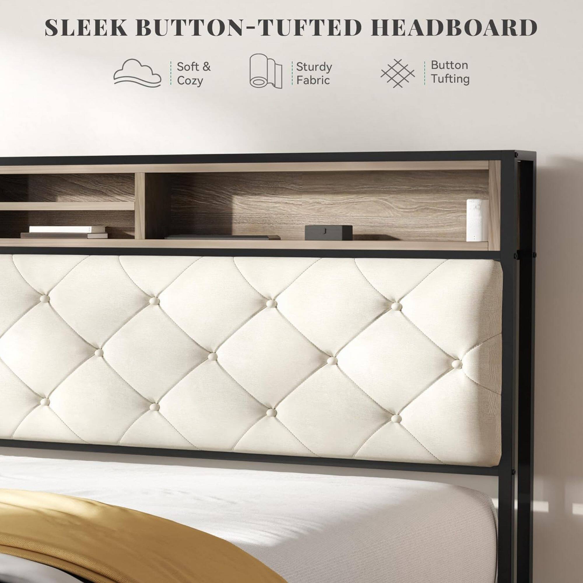 SLEEK BUTTON-TUFTED HEADBOARD

- Soft & Cozy
- Sturdy Fabric
- Button Tufting
