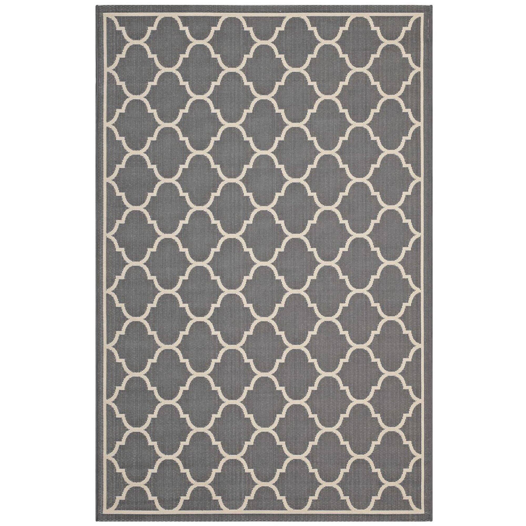 Angle. Modway - Avena Moroccan Quatrefoil Trellis Indoor and Outdoor Area Rug - Gray and Beige.
