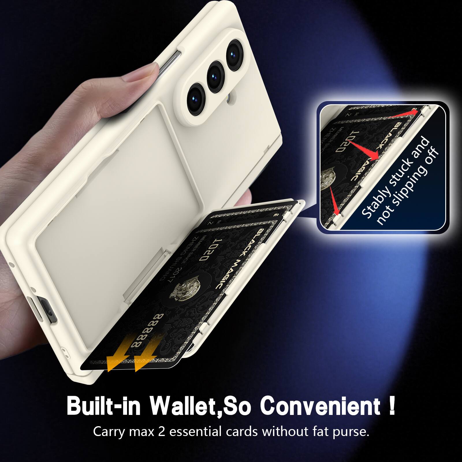 ZHENG T TOSO BLACK EVAL 2017 MAGIC! N EE SACIESIN TOSO BLACK/TAGIC A3V and off AGIC stuck 6OOSK Stably slipping not Built-in Wallet, So Convenient! Carry max 2 essential cards without fat purse.