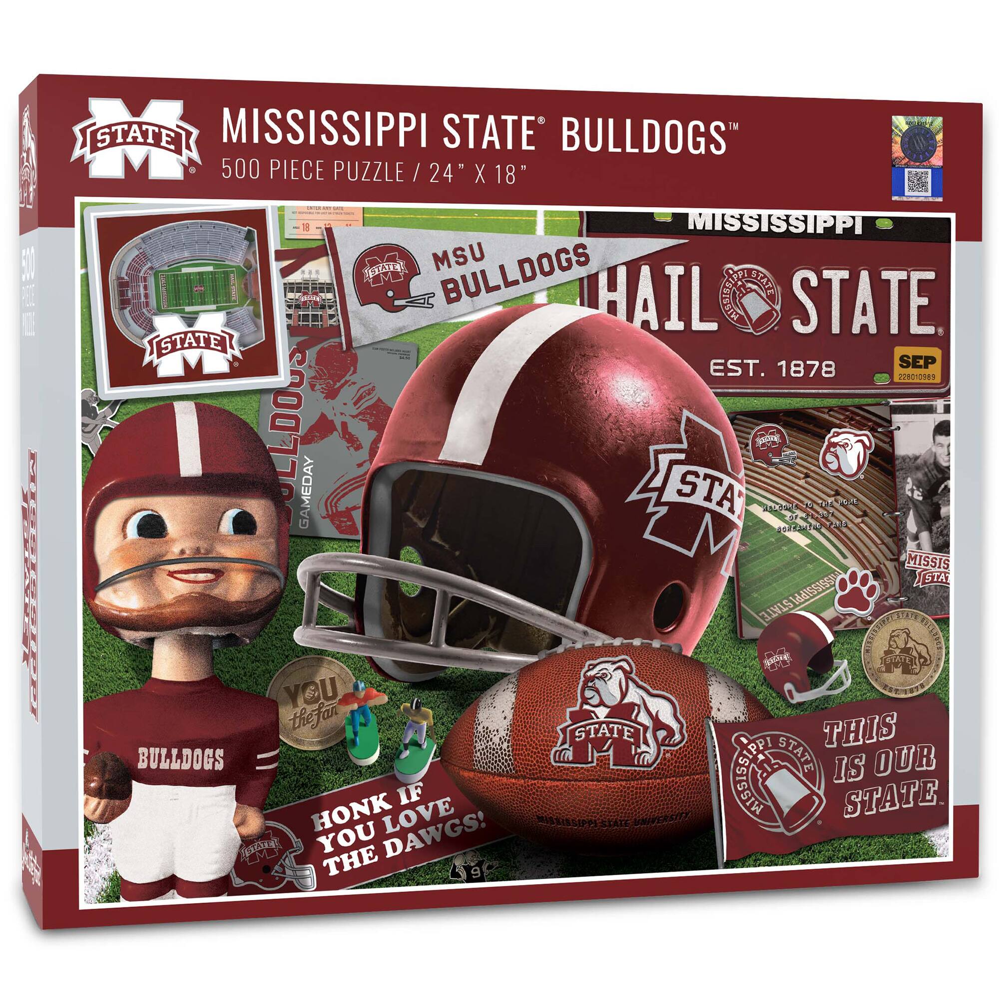 YouTheFan - Mississippi State Bulldogs 500-Piece Retro Series Puzzle - Multicolor
