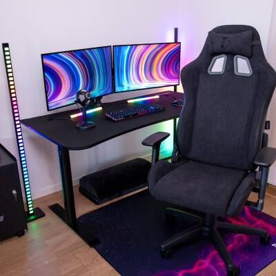 Alt View 6. Arozzi - Arozzi Gaming Desk - Medium - Pure Black.