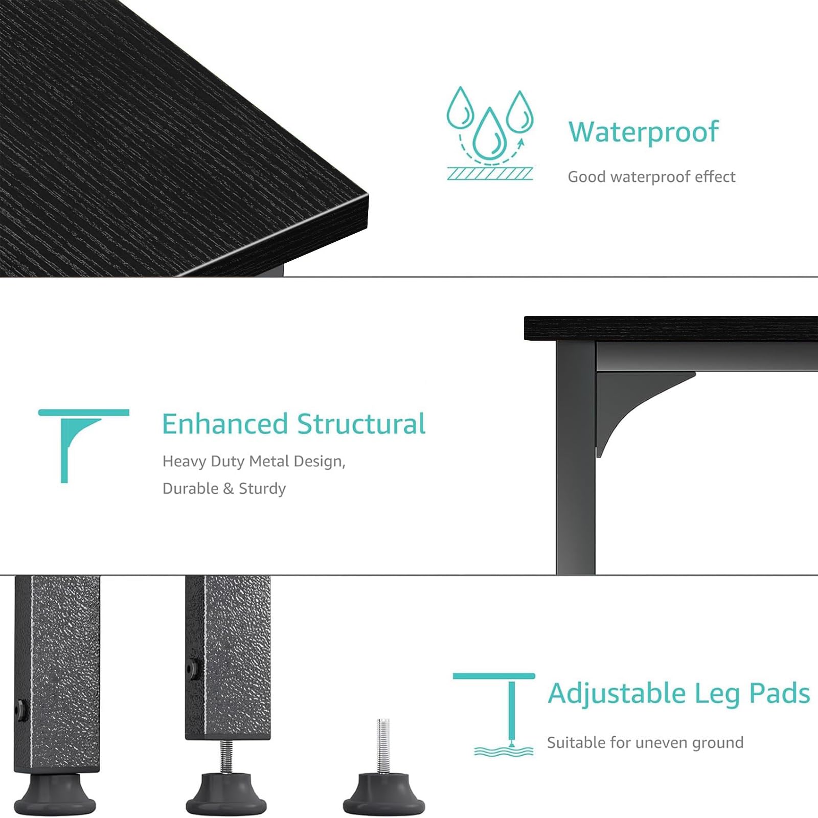 - Waterproof: Good waterproof effect
- Enhanced Structural: Heavy Duty Metal Design, Durable & Sturdy
- Adjustable Leg Pads: Suitable for uneven ground