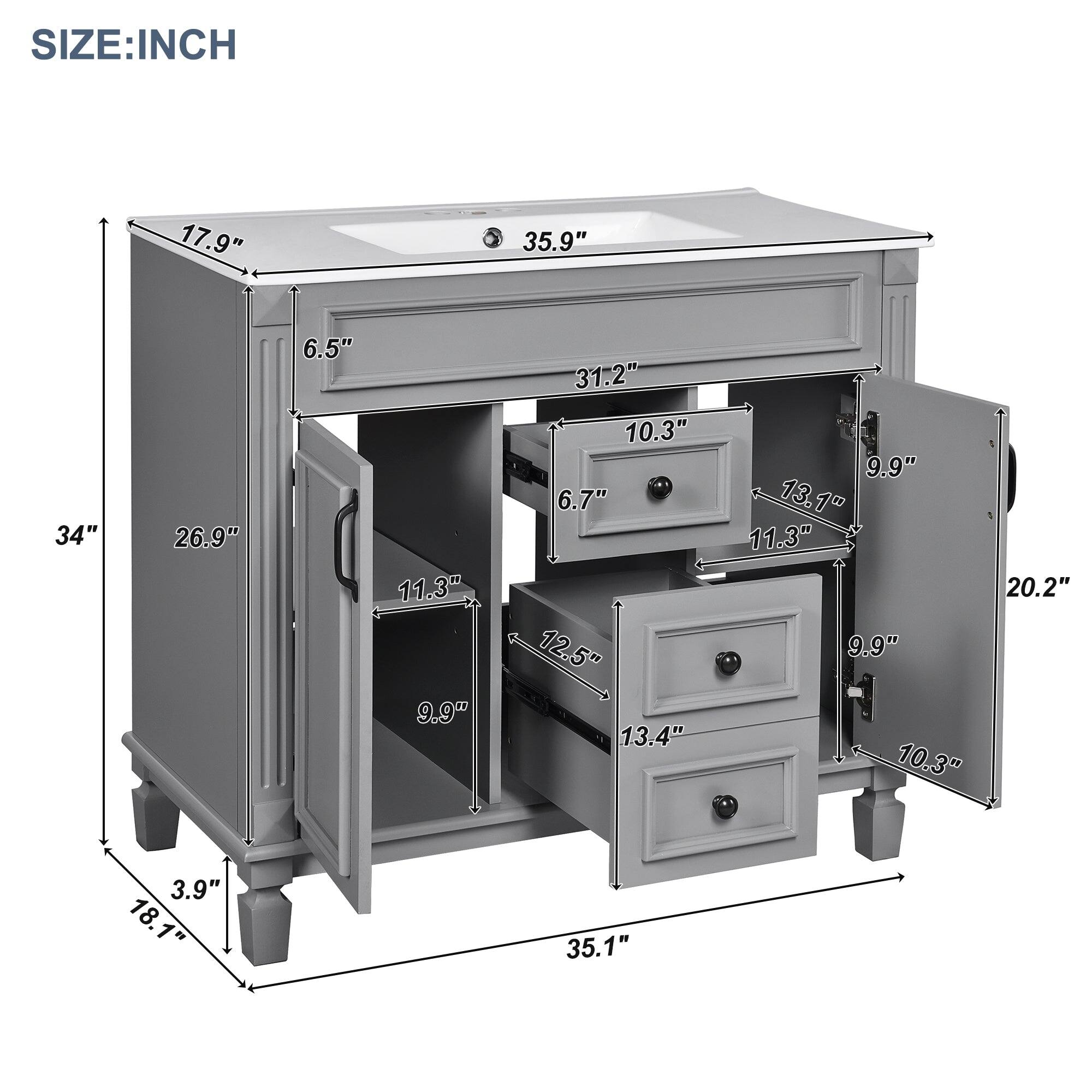 SIZE: INCH  
17.9" 35.9" 34" 26.9" 6.5" 11.3" 9.9" 31.2" 10.3" 6.7" 12.5" 13.4" 9.9" 13.1" 11.3" 9.9" 10.3" 20.2" 3.9" 18.1" 18.35.1"