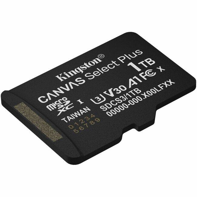 Kingston®  
CANVAS Select Plus  
MicroSDXC  
1TB  
SDCS3/1TB V30 A1  
0000-000.X00LFXX  
TAIWAN 01234 56789