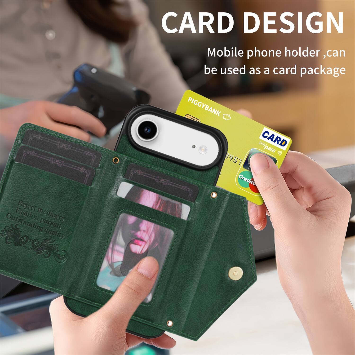 CARD DESIGN  
Mobile phone holder, can be used as a card package  

PIGGYBANK  
CARD  
paypass  

B457  
Credito  

Reject mediocre  
Fashion  
Outstanding pursuit quality