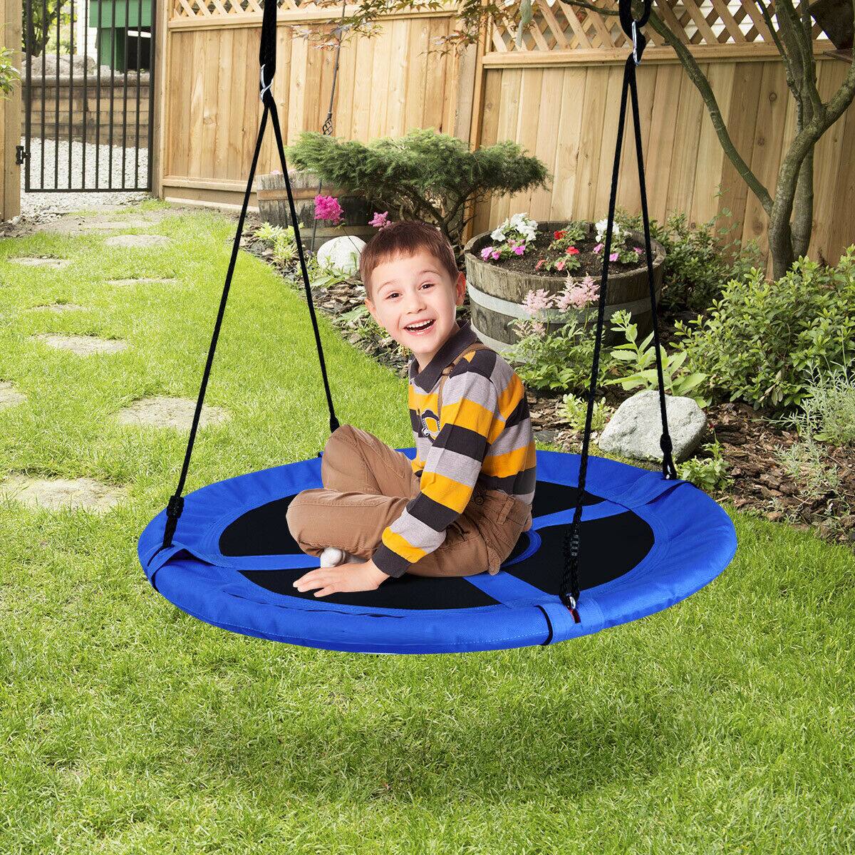 Alt View 4. Costway - Costway 40" Flying Saucer Tree Swing Indoor Outdoor Play Set Swing for Kids - Blue.