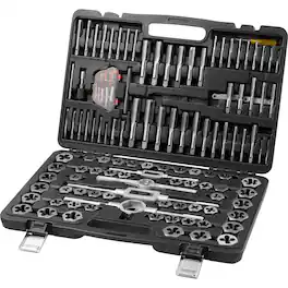 VEVOR - Tap and Die Set, 116-Piece Include Metric and SAE Size, Bearing Steel Taps and Dies, Essential Threading Tool - Black