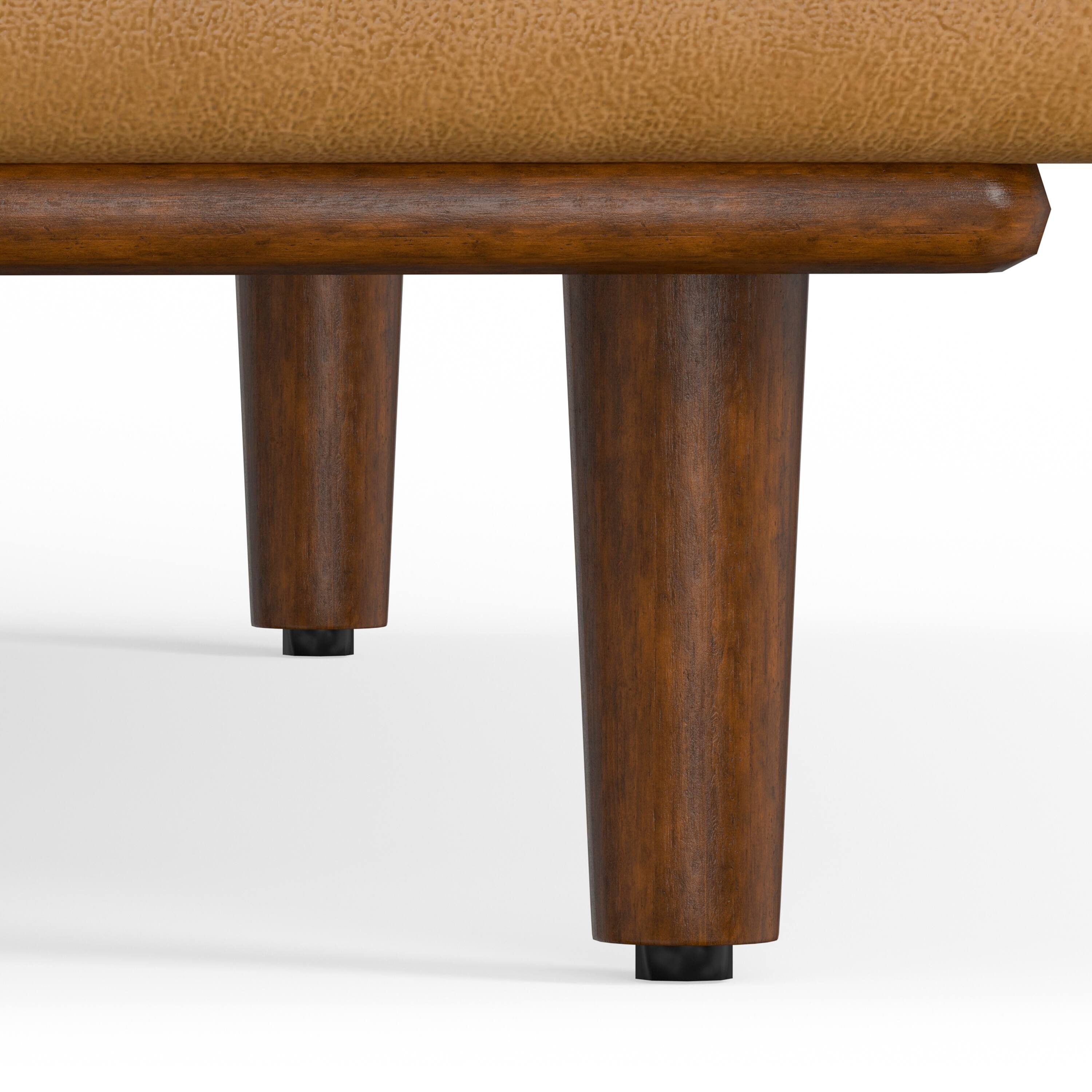 Alt View 8. Simpli Home - Morrison Mid-Century Modern 72 inch Wide Sofa with Ottoman Set in Sienna Genuine Leather - Sienna.