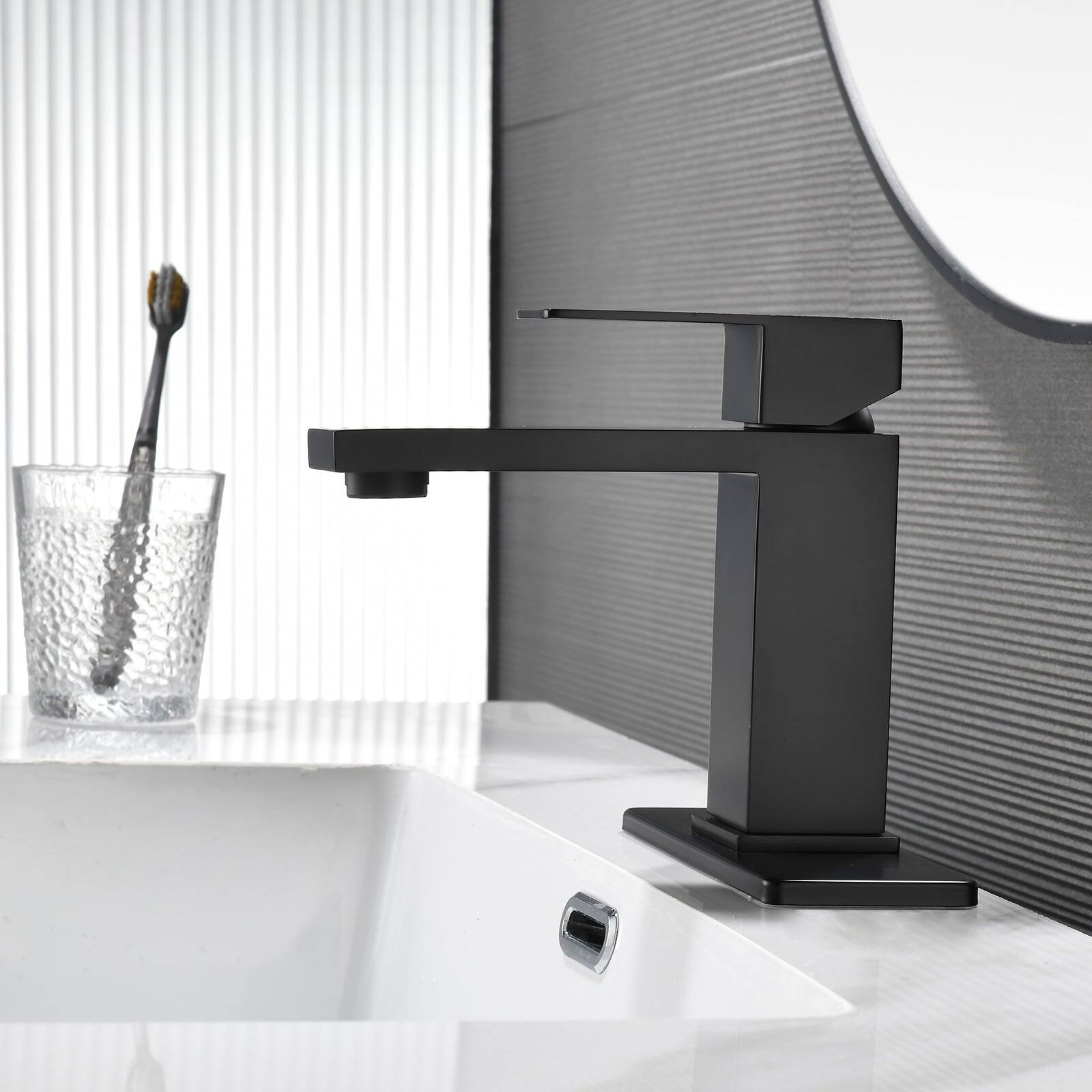 Alt View 2. Boyel Living - Black Faucet SUS304 Aerator Spout cUPC Cartridge 60cm Supply Line Pop Up Drain - Matte Black.