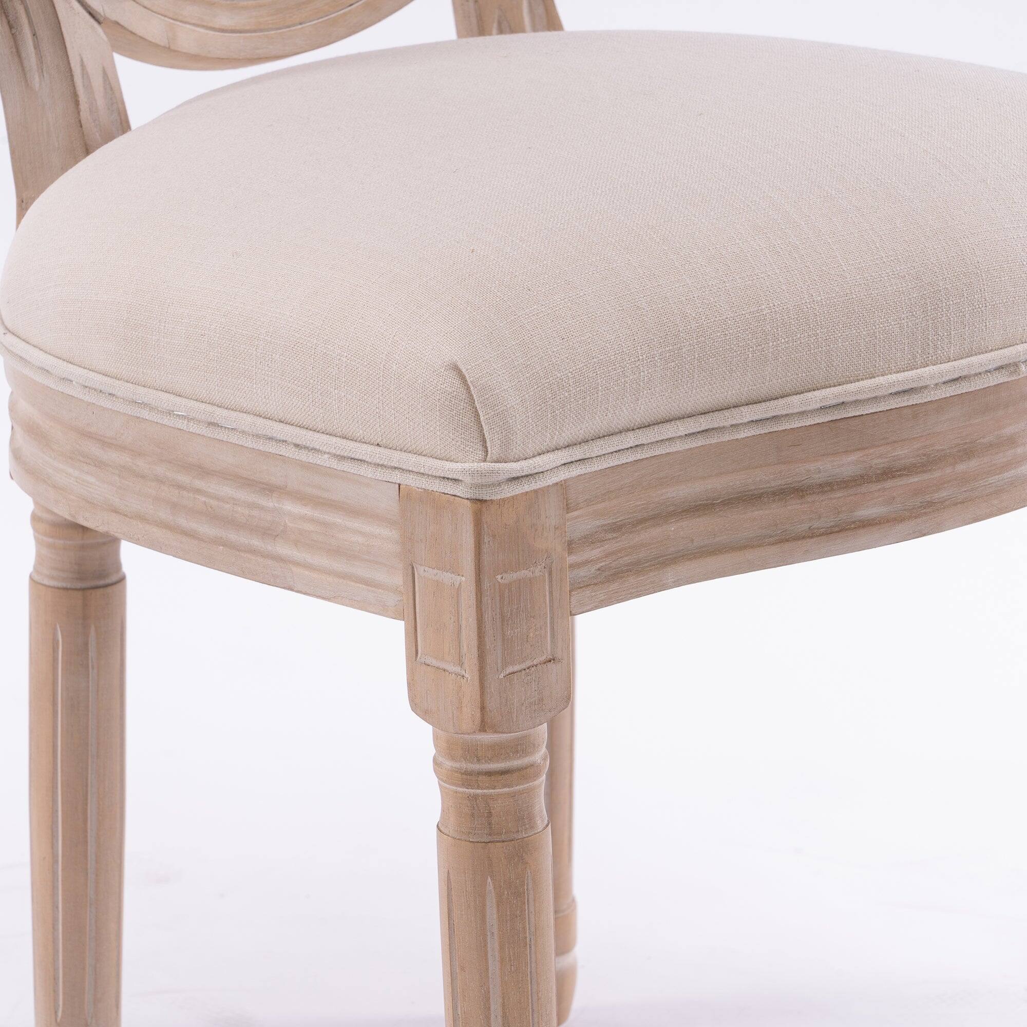 Alt View 5. Boyel Living - Cream French Style Solid Wood Frame Linen Fabric Rattan Back Dining Chair Set of 2 - Beige.