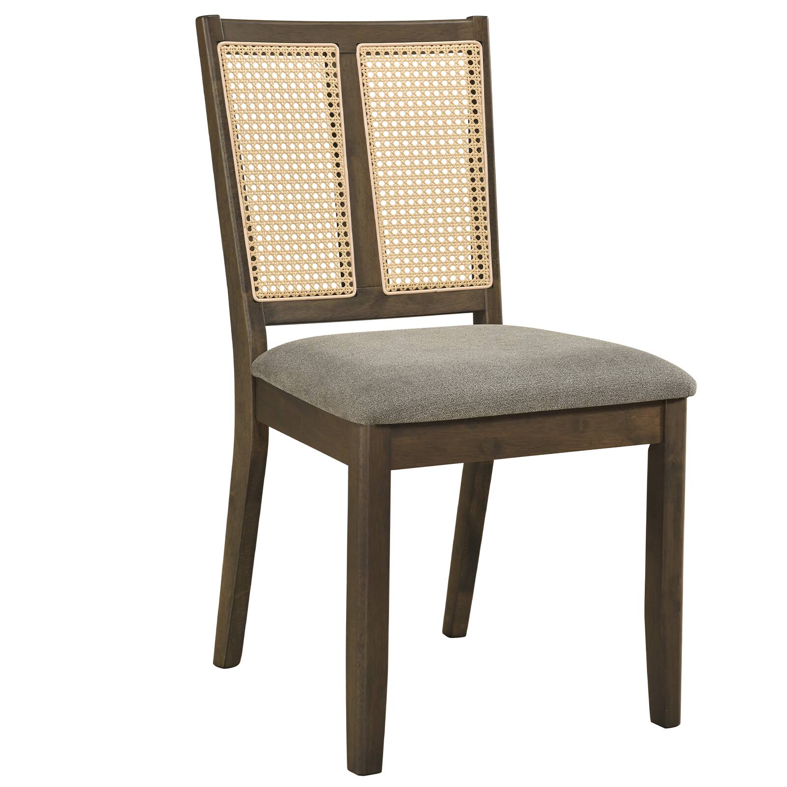 Alt View 9. Gymax - Gymax Rattan Dining Chairs Set of 4 Upholstered Kitchen Chairs w/ Curved Backrest Brown & Grey - Brown.