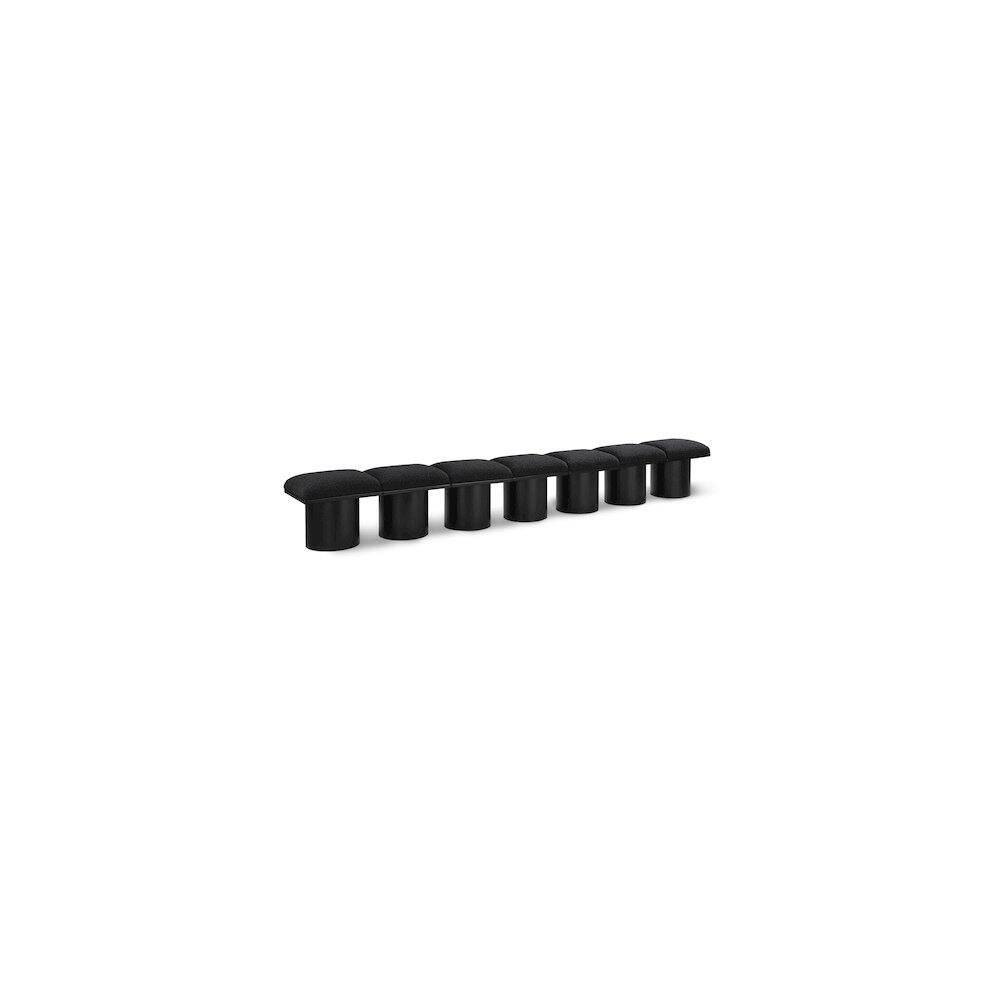 Front. Meridian Furniture - Pavilion Black Boucle Fabric Bench - Black Boucle Fabric.