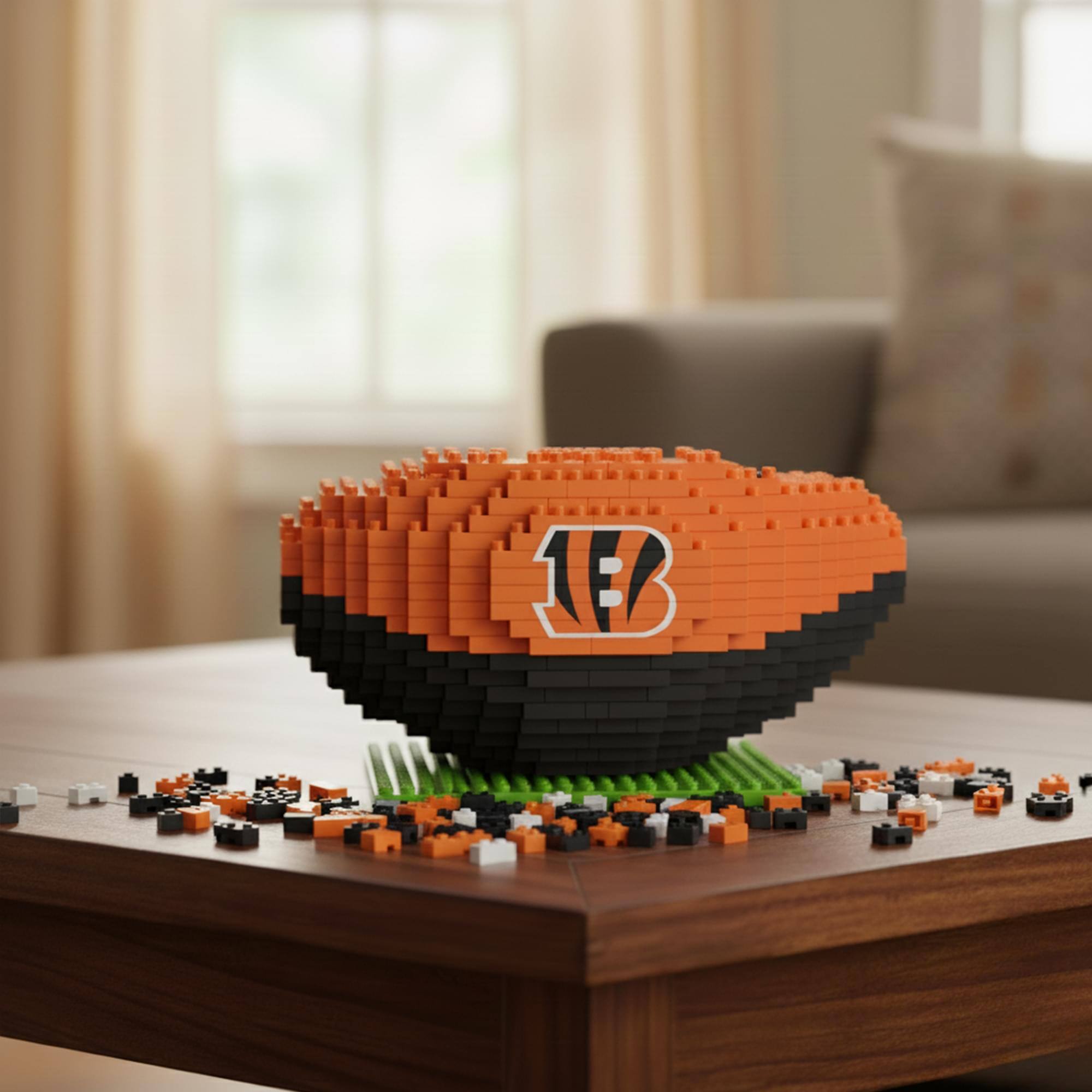 Alt View 10. Forever Collectibles - Cincinnati Bengals NFL BRXLZ Football 704-Piece Building Block Set - Orange.