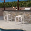 Front. PURPLE LEAF - Outdoor Bar Stool Set of 2 Rattan Bar Stools with Back Metal Bar Height Stool Outdoor Bar Chair for Garden Kitchen - White-Counter Height.