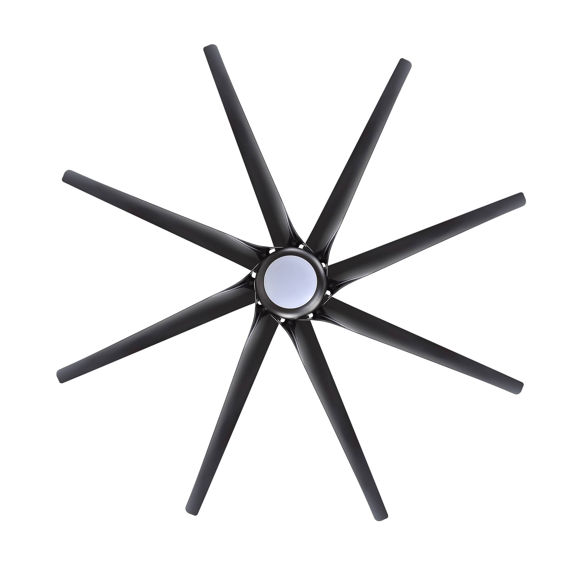 Alt View 10. Breezary - 100 Inch Large HVLS Commercial Ceiling Fan, 8 ABS Blades, DC Motor, 6-Speed Remote, 12/24/36'' Downrods, LED/No Light - Black (With Light).