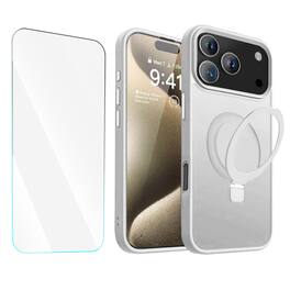 Entronix - 2-in-1 Bundle for iPhone 17 Pro Max - Translucent Matte Case & Clear Screen Protector - White