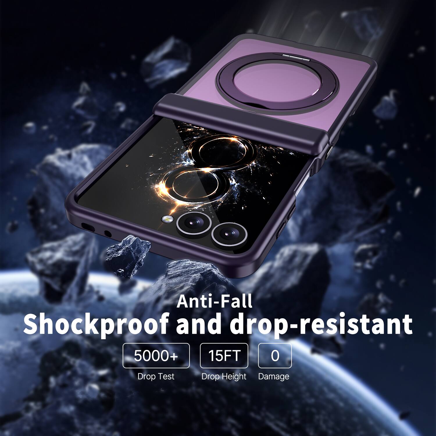 Anti-Fall Shockproof and drop-resistant  
5000+ Drop Test  
15FT Drop Height  
0 Damage