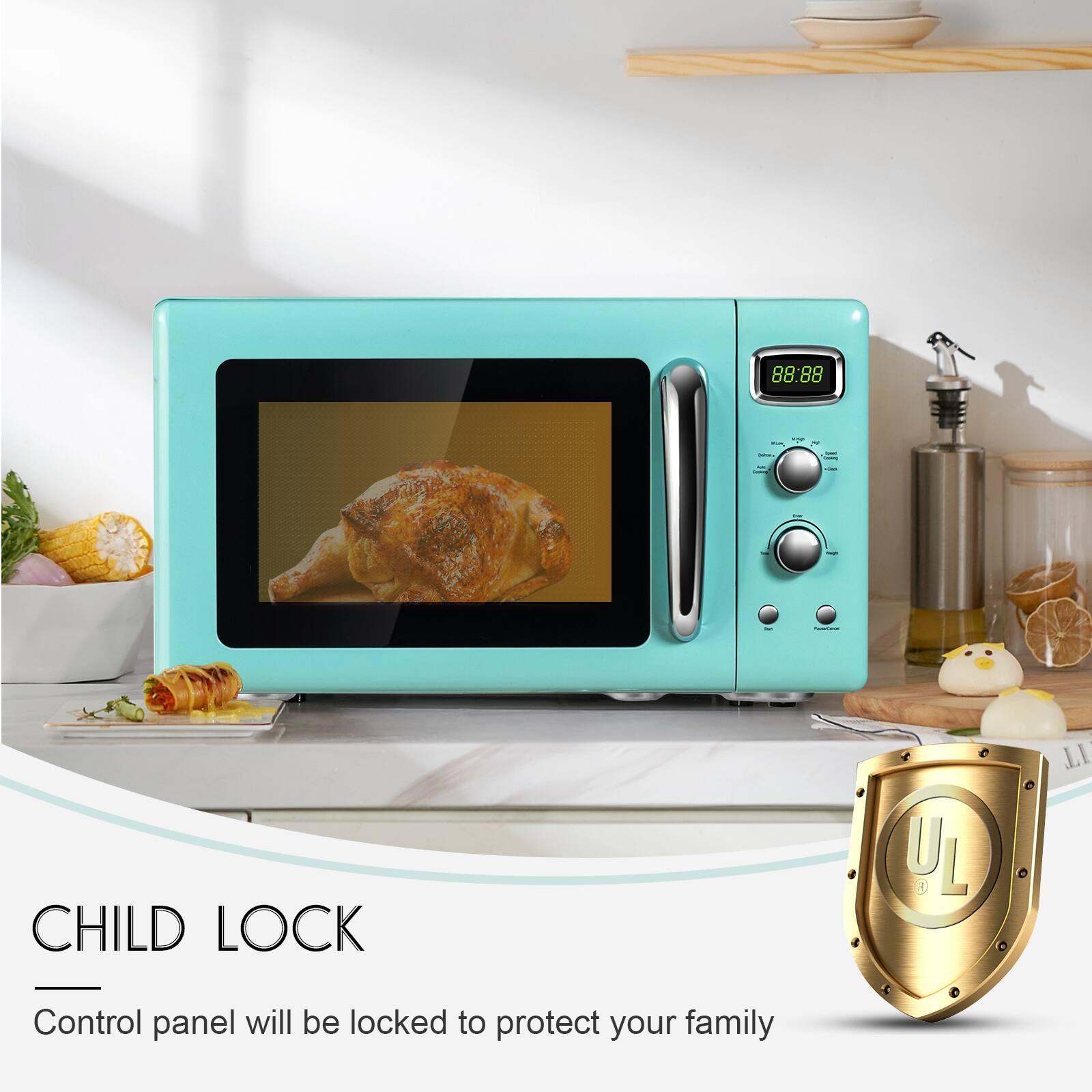 88:88  - CHILD LOCK - UL - Control panel will be locked to protect your family
