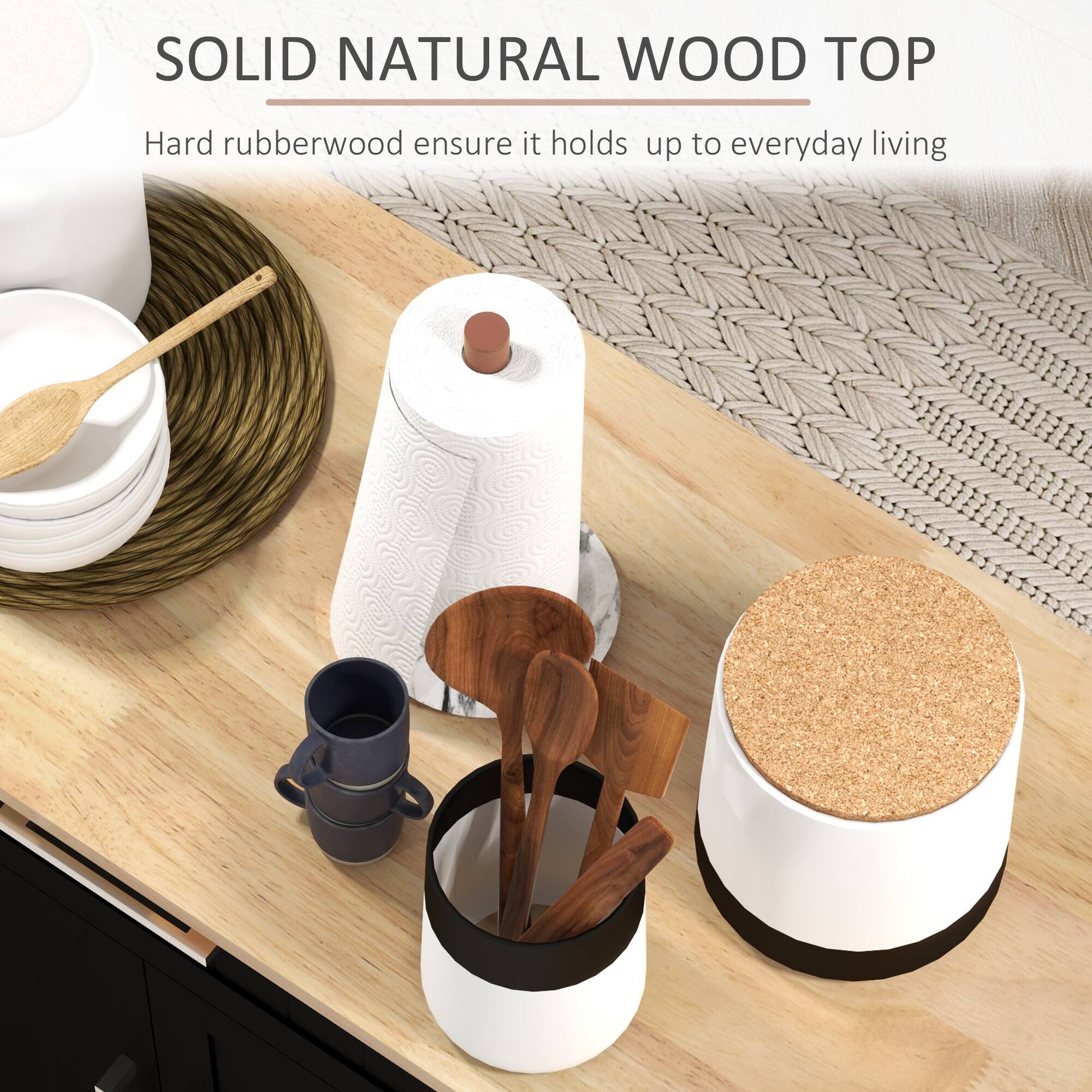 SOLID NATURAL WOOD TOP  
Hard rubberwood ensures it holds up to everyday living