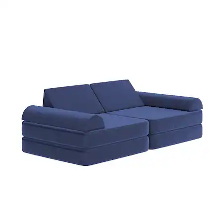 Front. Flash Furniture - Marlowe 56" Modular Kids Play Couch with 6 Soft Foam Sectional Sofa Pieces in Blue - Blue.