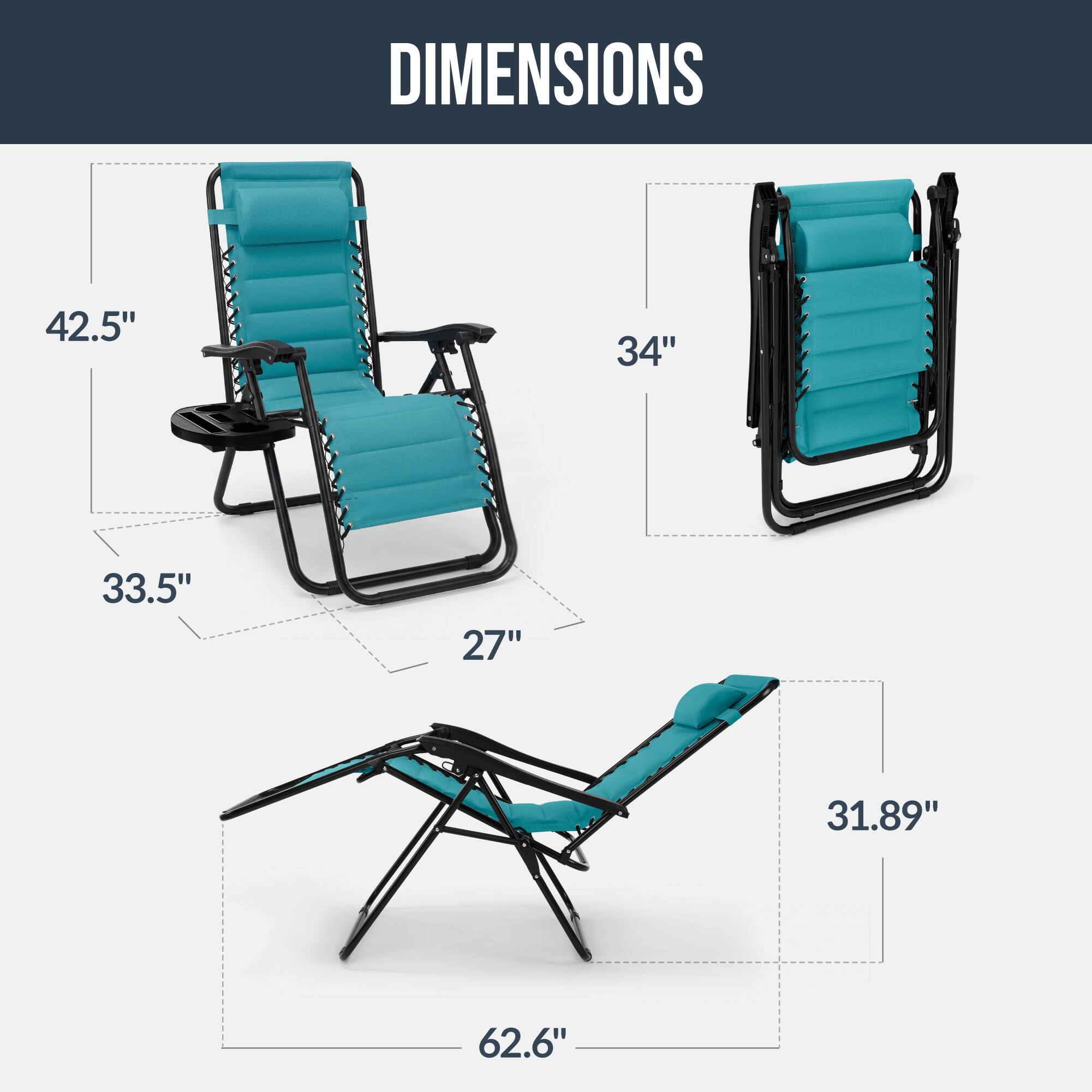 DIMENSIONS

42.5" 34" 33.5" 27" 31.89" 62.6"