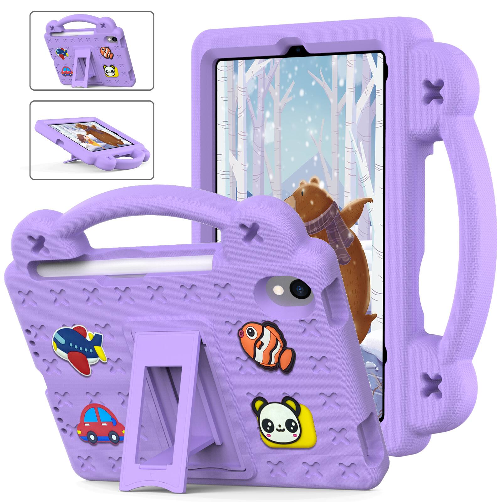 Front. UUCOVER - Kids Case for iPad mini A17 Pro 8.3-inch 2024/iPad mini 6th Gen 2021,Shockproof EVA Case Handle Adjustable Stand Cover - Purple.