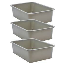 Teacher Created Resources - Gray Large Plastic Storage Bin, Pack of 3