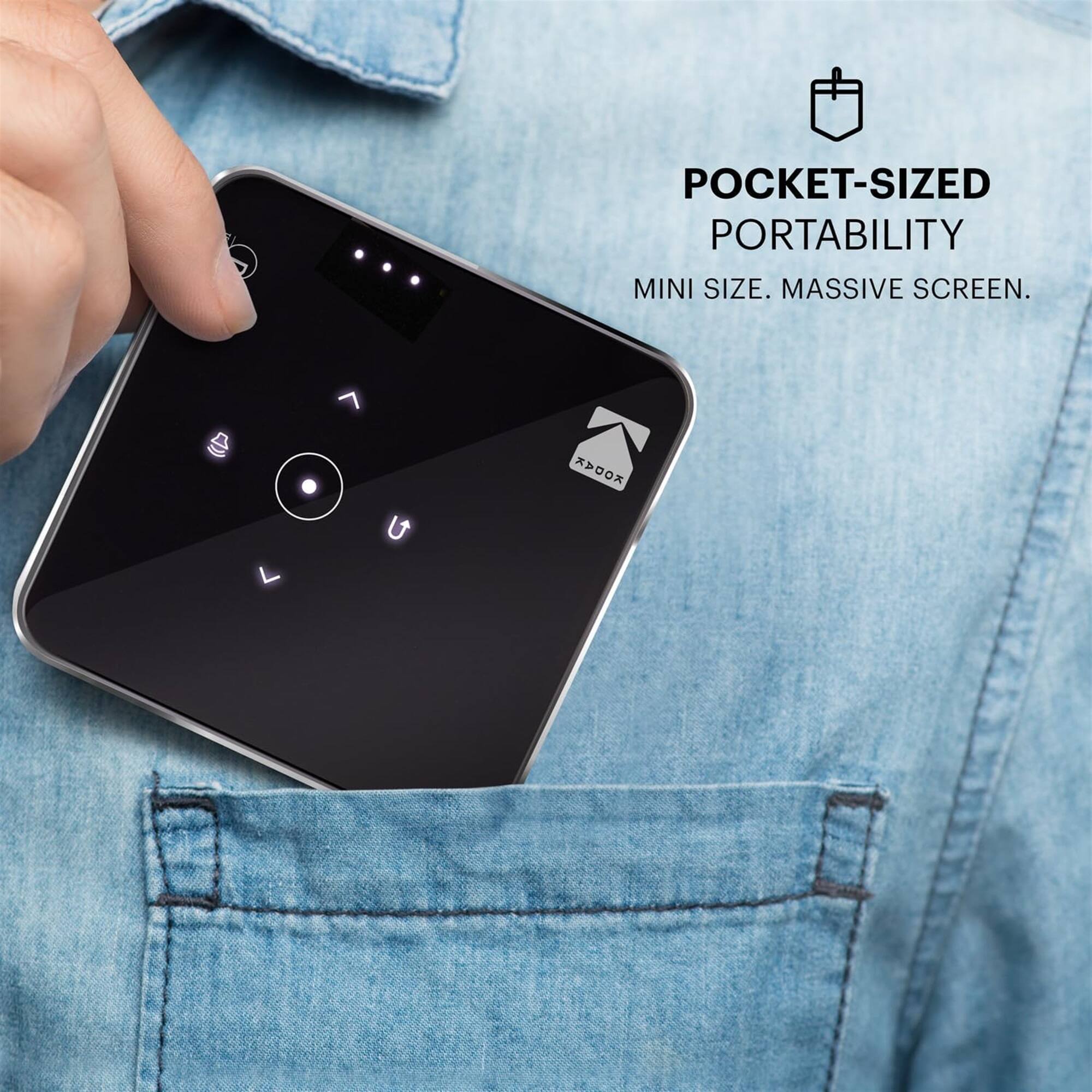 POCKET-SIZED PORTABILITY MINI SIZE. MASSIVE SCREEN.